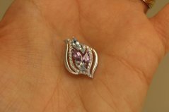 Prívesok - Ametyst - Topás - číre zirkóny - rhodium - striebro