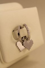 Náušnice - kruhy - srdiečka - číre zirkóny - rhodium - striebro