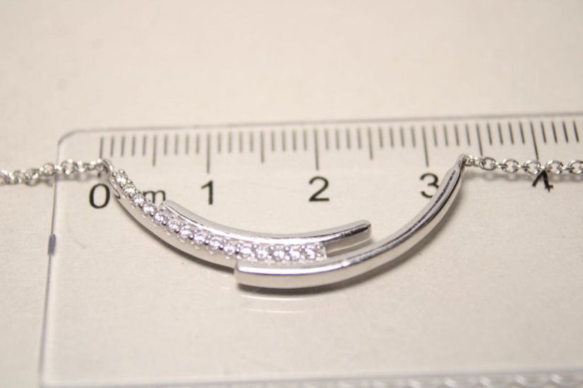 Strieborná celebritka zaoblená kontúra s čírymi zirkónmi, rhodium, 42-45 cm, 4,02 g, 925/1000