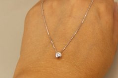 Celebritka-Kruh-Číry zirkón-Cube-Biele zlato-14k