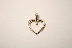 Prívesok- tvar srdca- diamant- žlté zlato- 14 karátov