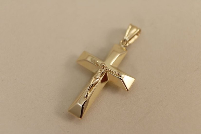 Prívesok-Kríž s Ježišom-Žlté zlato-14k