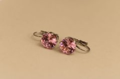 Náušnice- ružový kameň- patent- chirurgická oceľ- 316/L