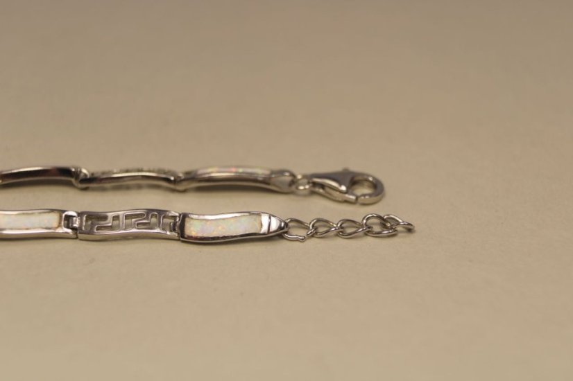 Náramok-biely opál-rhodium-striebro