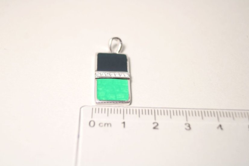 Strieborný prívesok s farebným smaltom a zirkónmi, rhodium, 4,57 g, 925/1000