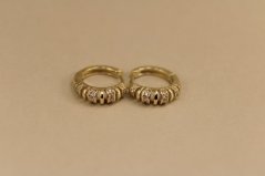 Náušnice- kruhy- číre zirkóny- zacvakávacie- pozlátené striebro- 925/1000