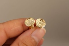 Náušnice-Gravírovaný povrch-Puzetka-Žlté zlato-14k
