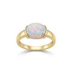 Prsteň- biely opál- žlté zlato- 14 karátov