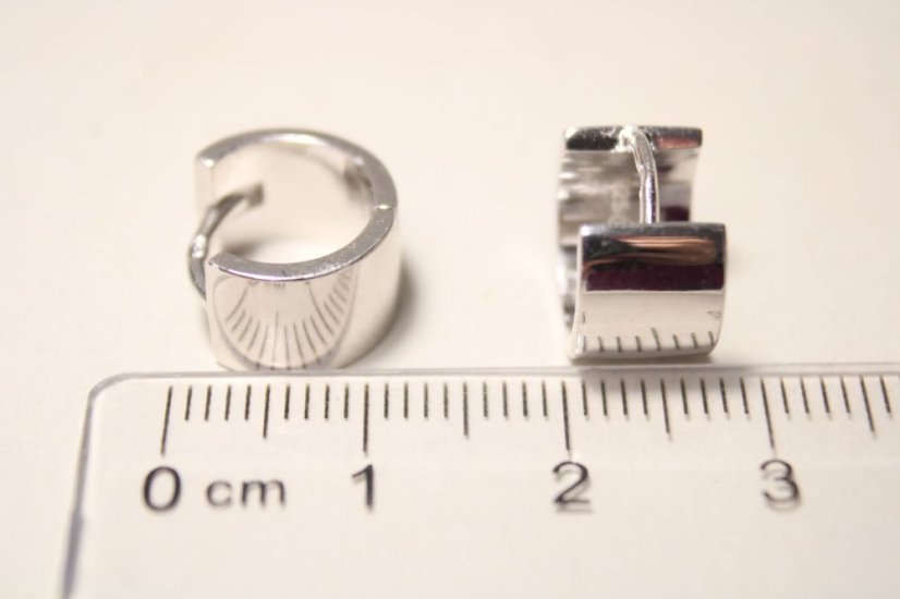 Strieborné náušnice hladké kruhy, rhodium, zacvakávacie zapínanie, 5,08 g, 925/1000