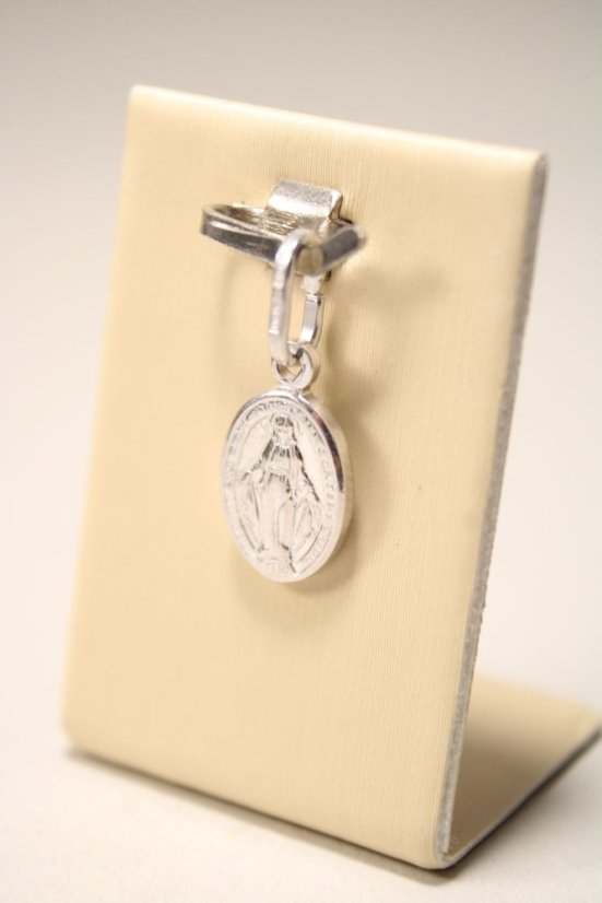 Prívesok- Zázračná medaila s Pannou Máriou- rhódiované striebro