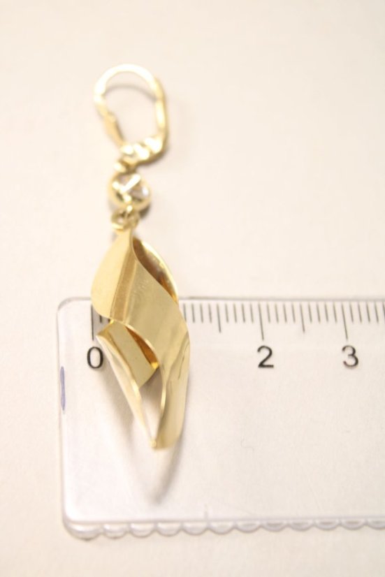 Naušnice- točený vzor- číry zirkón-patent- žlté zlato- 14 karátov