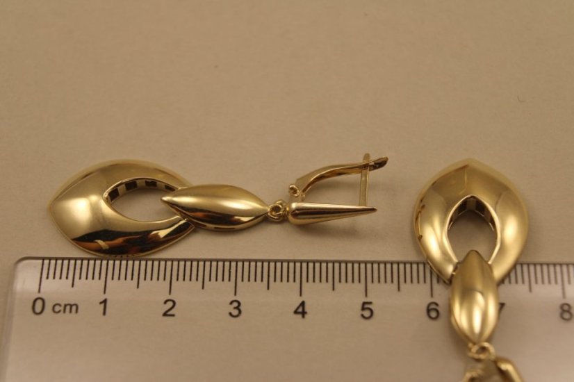 Náušnice-visiace-lesklé-francúzsky patent-žlté zlato-14 karátov