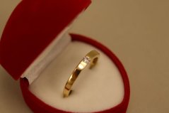 Prsteň - hladká obruč - číry zirkón - žlté zlato - 14K