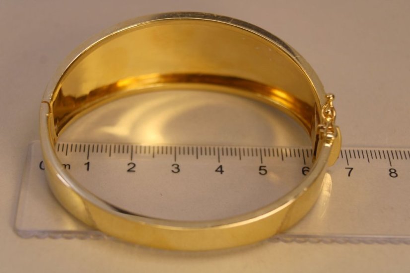 Pevný náramok s trblietavým vzorom-žlté zlato-14 karátov